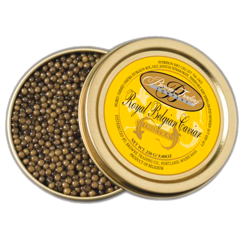 Черная осетровая икра русский осетр 250 грамм ТМ Royal Belgian Caviar Бельгия жесть банка