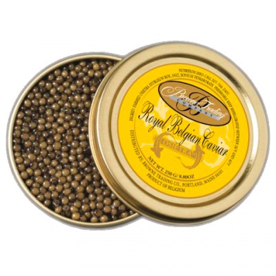 Черная осетровая икра русский осетр 125 грамм ТМ Royal Belgian Caviar Бельгия жесть банка